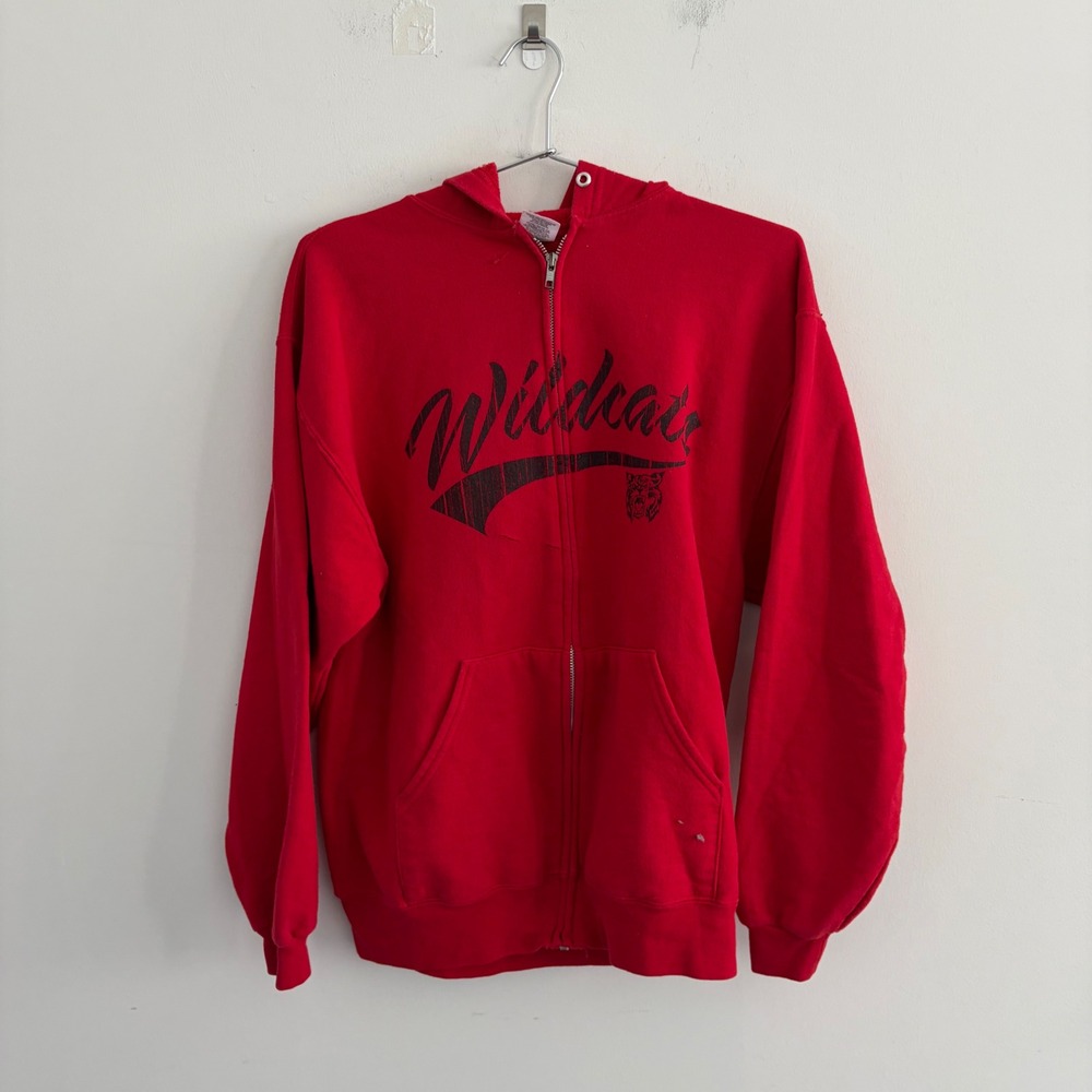 Jerzees Nublend Wildcats Full Zip Hoodie Red Mens Medium